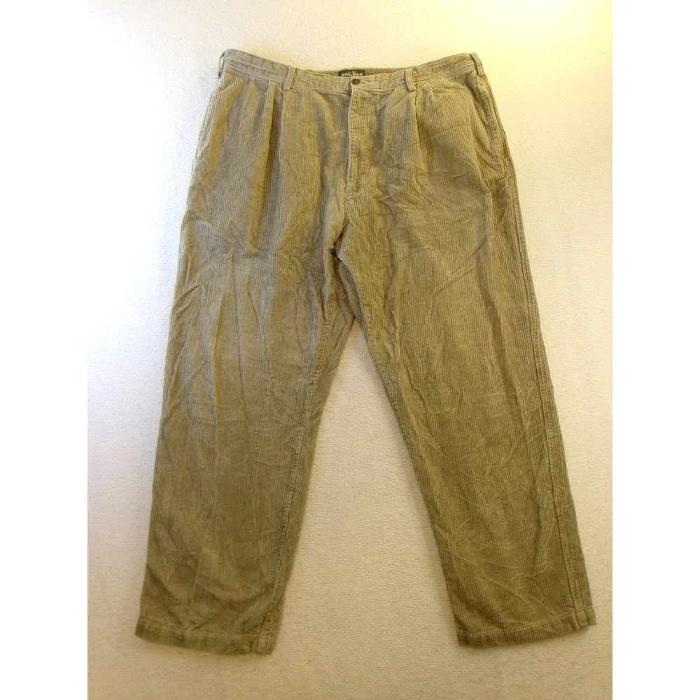 Woolrich Mens 39x29 Corduroy Pants Tan Pleated Front Straight Leg Outdoor Rugged